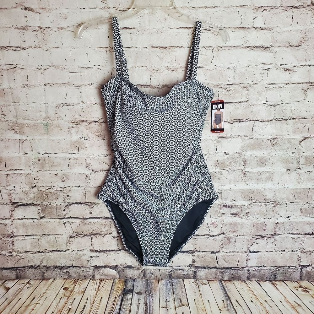 New DKNY Geometric Design One Piece Swimsuit